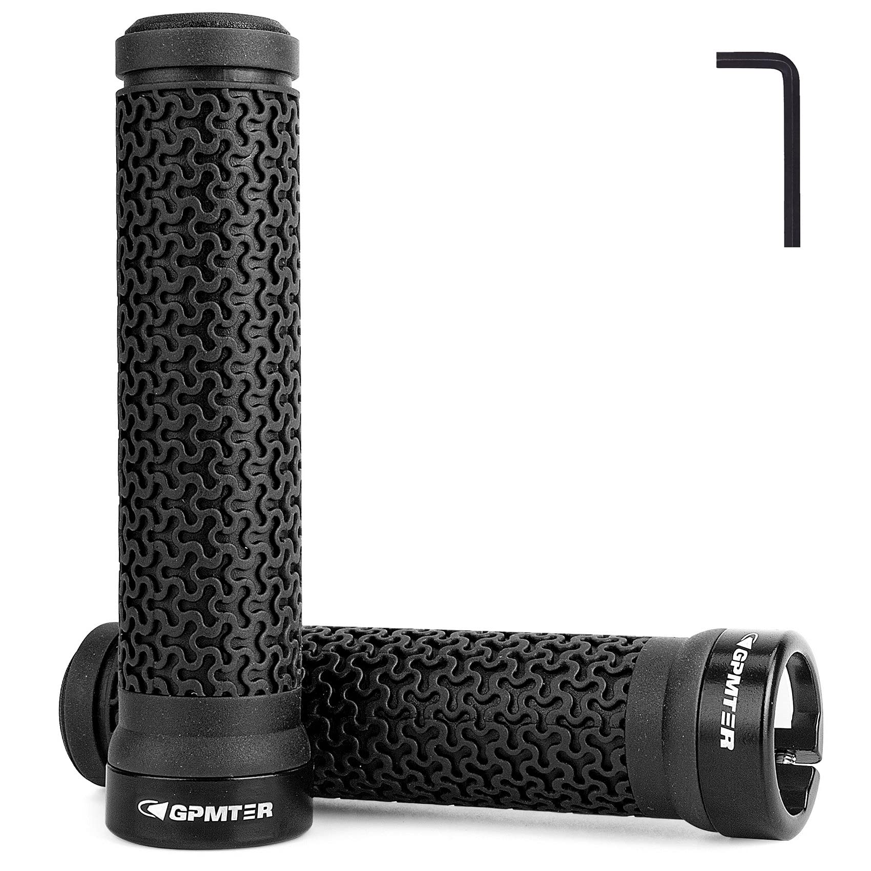 GPMTER Bike Handlebar Grips, Single Lock-on Bicycle Grips Handle Bar End Holding Locking for BMX, Mountain, MTB, Cruiser, Folding Bike, Soft Non-Slip-Rubber Rubber Hand Grip Black