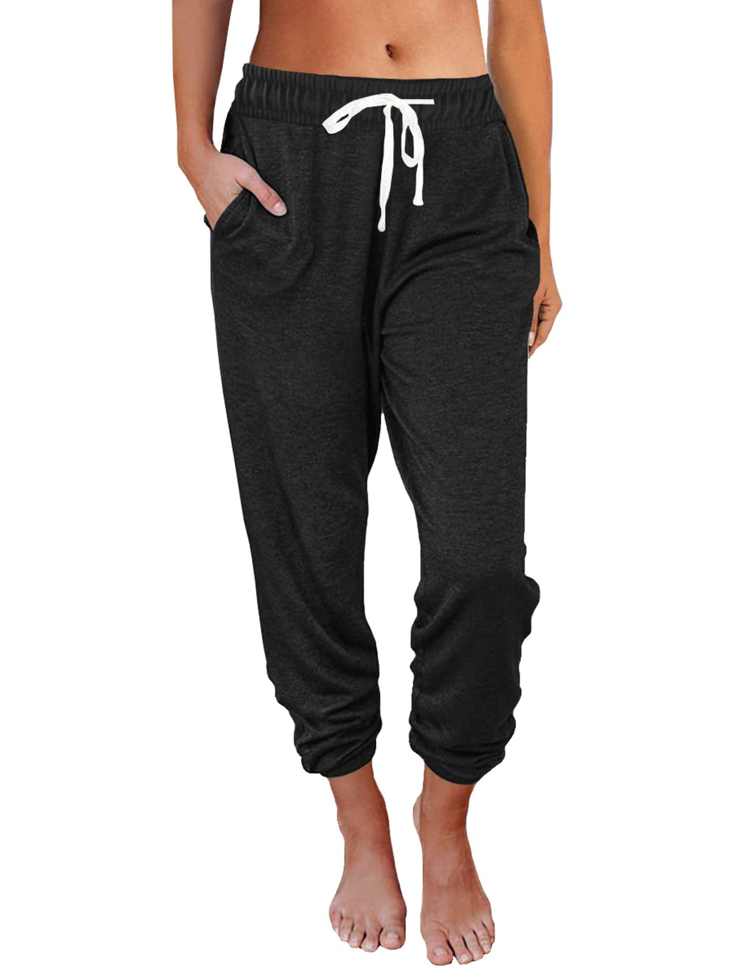 AUTOMET Sweatpants Women with Pockets Lounge Pajama Pants Work Joggers Fall Clothes Winter Business Casual Outfits 2025 Black L