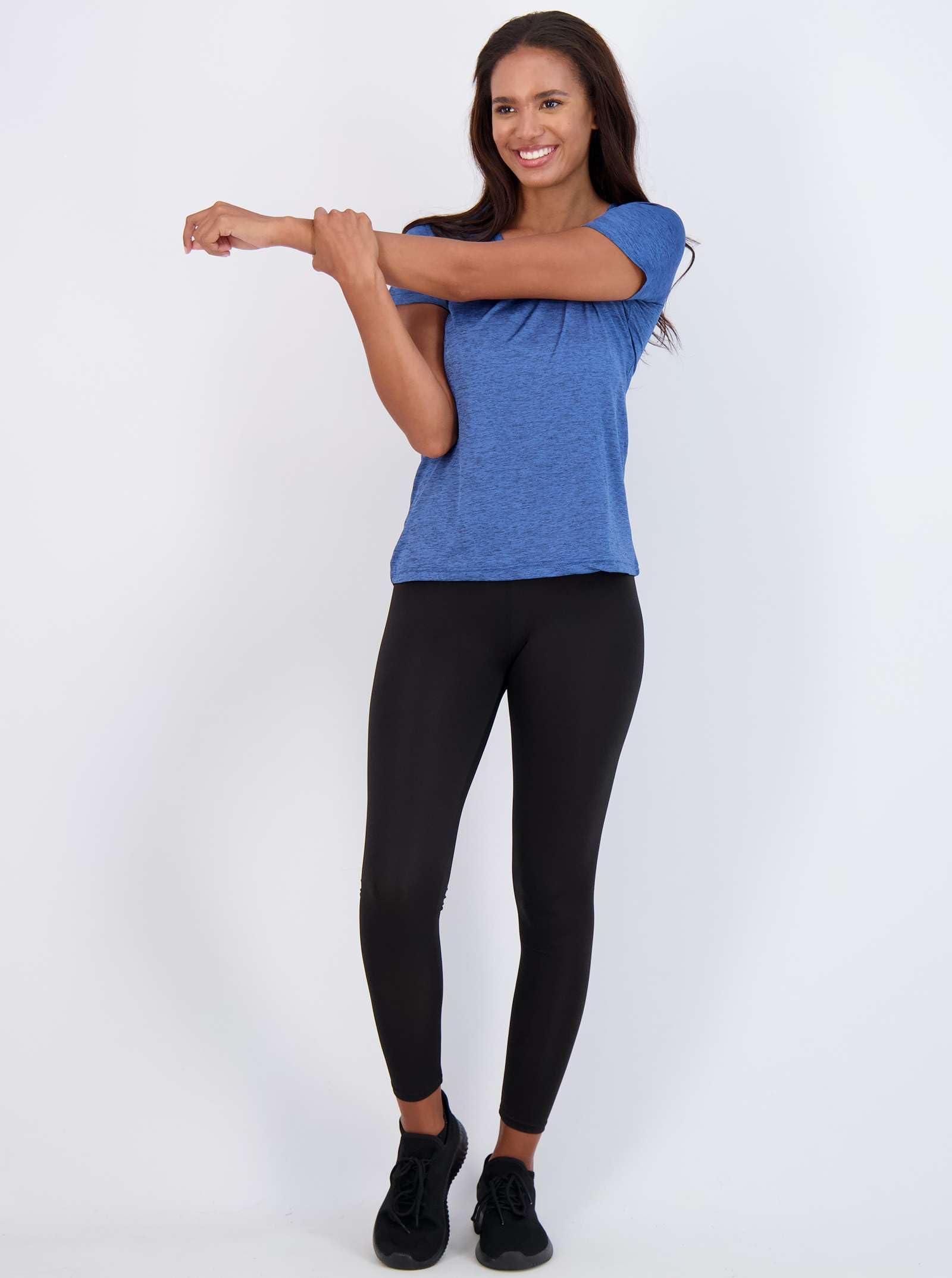 Real Essentials 5 Pack Women’s Short Sleeve V-Neck Workout T-Shirts – Athletic Gym Fitness Pilates Plus Size Active Tees, Set 1, L