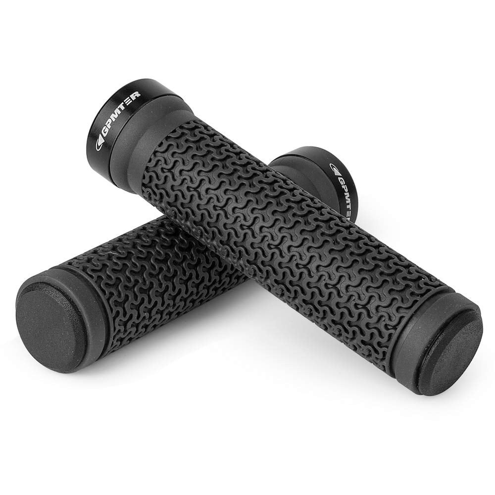 GPMTER Bike Handlebar Grips, Single Lock-on Bicycle Grips Handle Bar End Holding Locking for BMX, Mountain, MTB, Cruiser, Folding Bike, Soft Non-Slip-Rubber Rubber Hand Grip Black