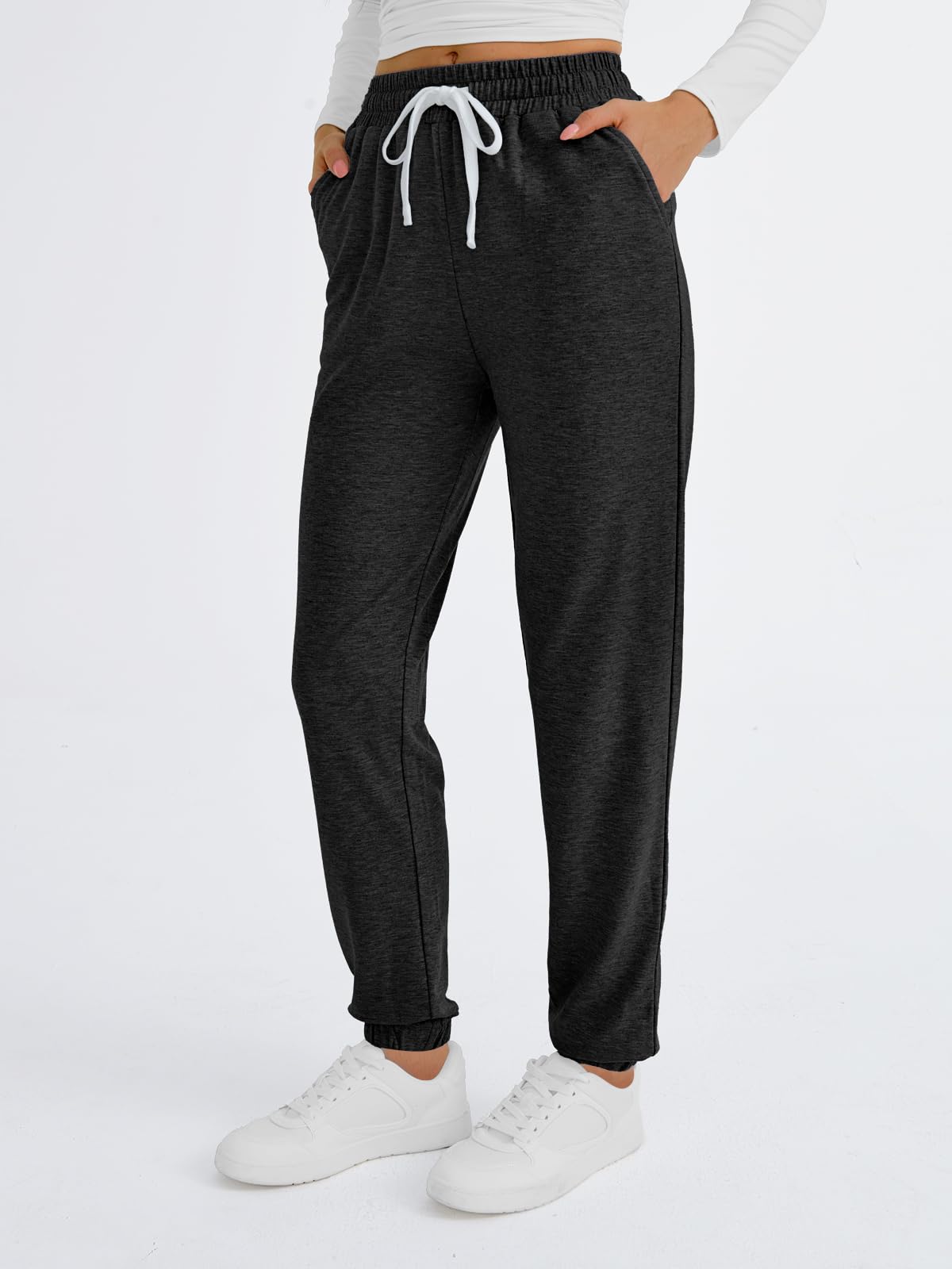 AUTOMET Sweatpants Women with Pockets Lounge Pajama Pants Work Joggers Fall Clothes Winter Business Casual Outfits 2025 Black L