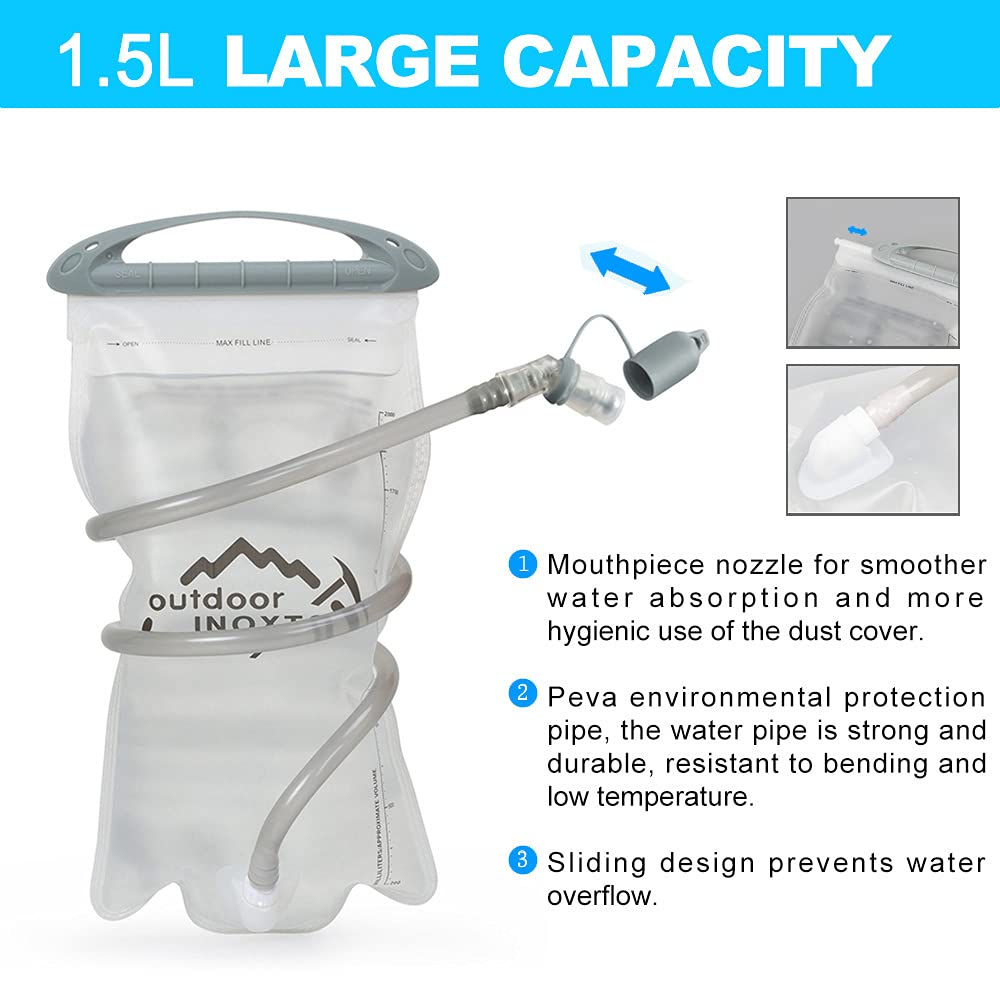 INOXTO Running Hydration Vest Backpack,Lightweight Insulated Pack with 1.5L Water Bladder Bag Daypack for Hiking Trail Running Cycling Race Marathon for Women Men (Light Gray)