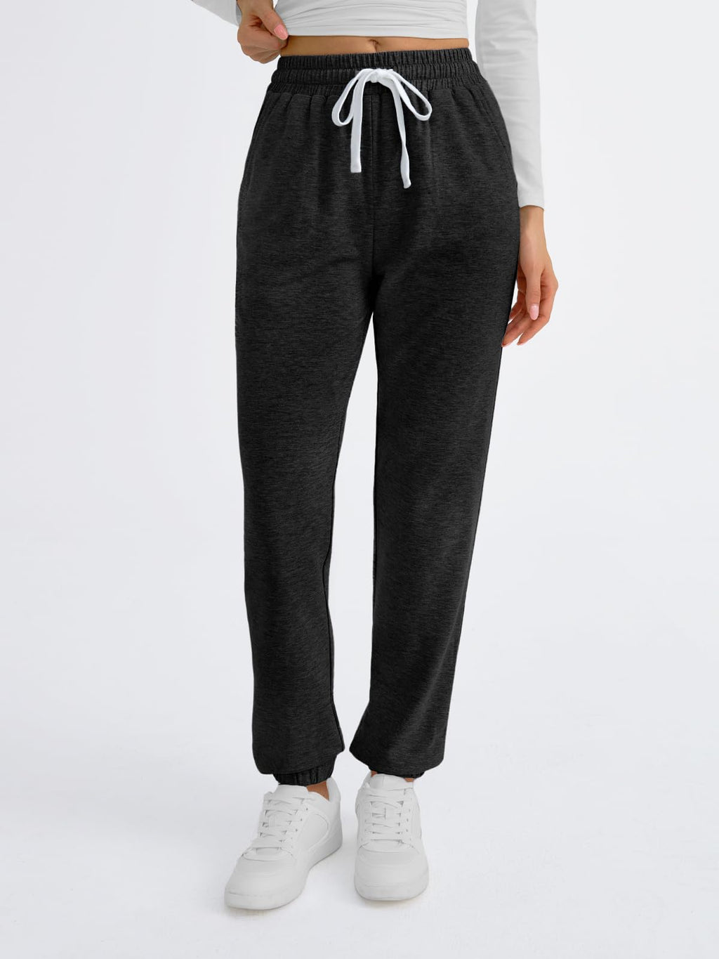 AUTOMET Sweatpants Women with Pockets Lounge Pajama Pants Work Joggers Fall Clothes Winter Business Casual Outfits 2025 Black L