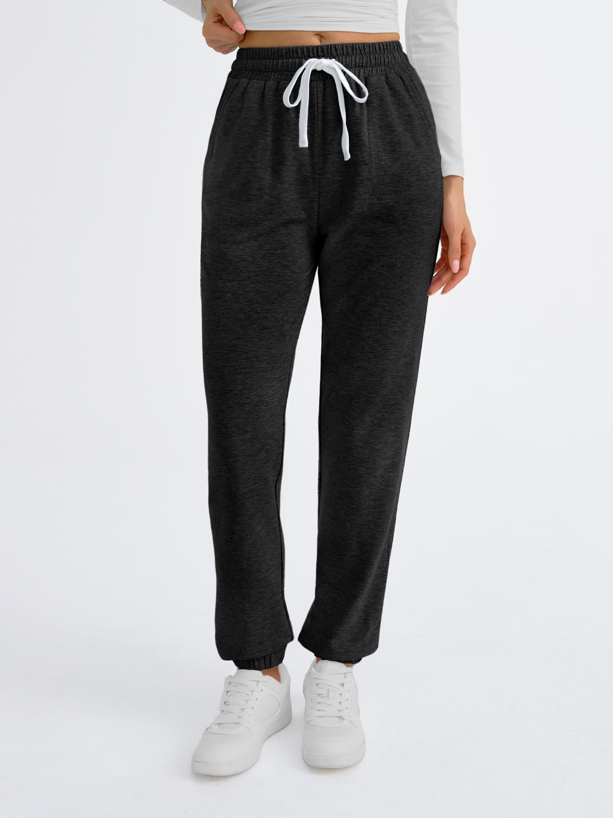 AUTOMET Sweatpants Women with Pockets Lounge Pajama Pants Work Joggers Fall Clothes Winter Business Casual Outfits 2025 Black L