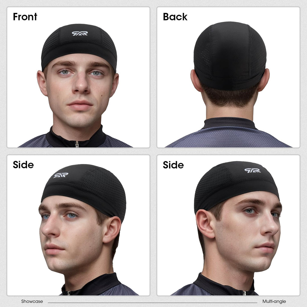 THINDUST 3Pcs Breathable Mesh Skull Cap,Lightweight Quick Dry Sports Helmet Liner for Men Women, Cooling Cycling Beanies