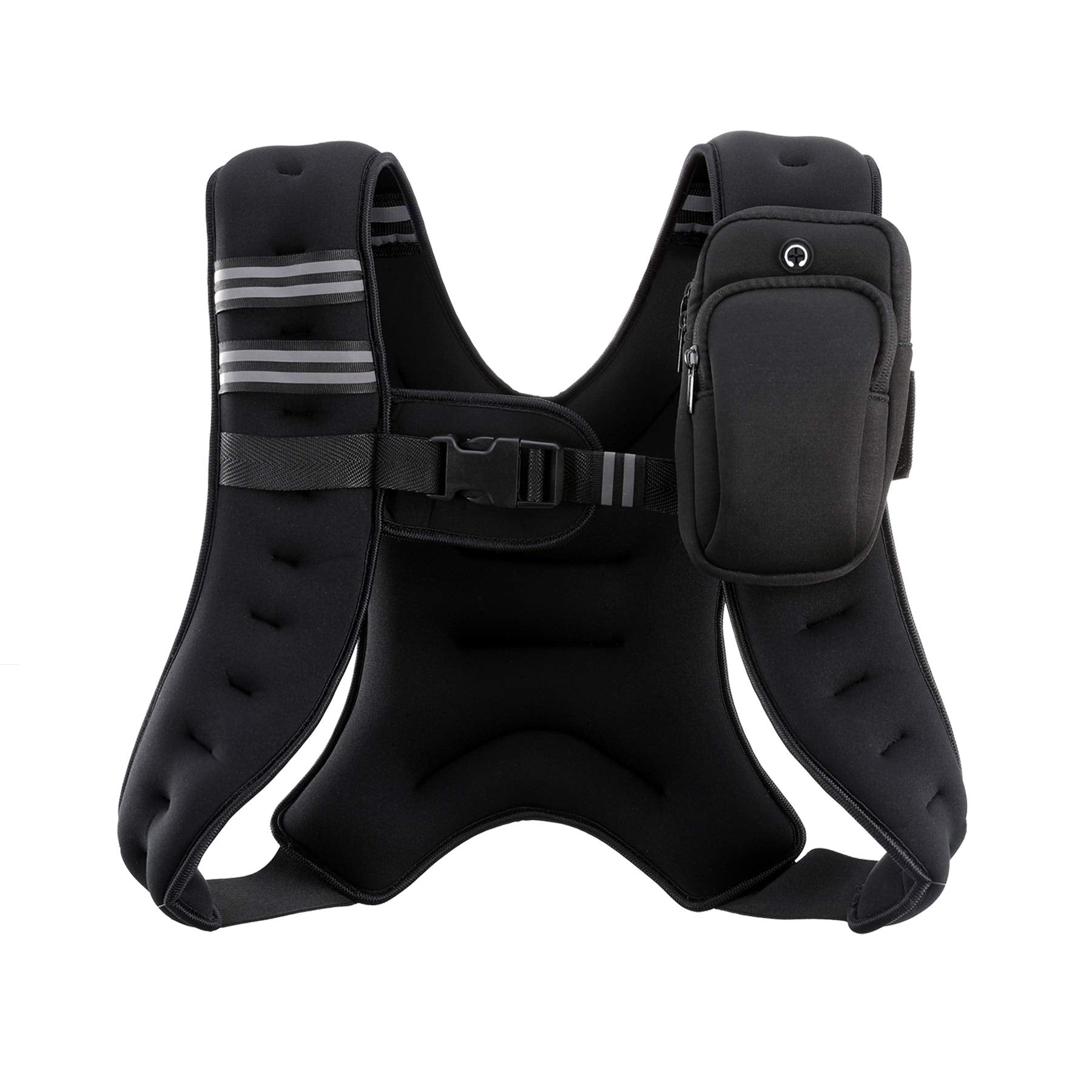 ZELUS Weighted Vest, 6lb/8lb/12lb/16lb/20lb/25lb/30lb Weight Vest with Reflective Stripe for Workout, Strength Training, Running, Fitness, Muscle Building, Weight Loss, Weightlifting, Black(12 lb)