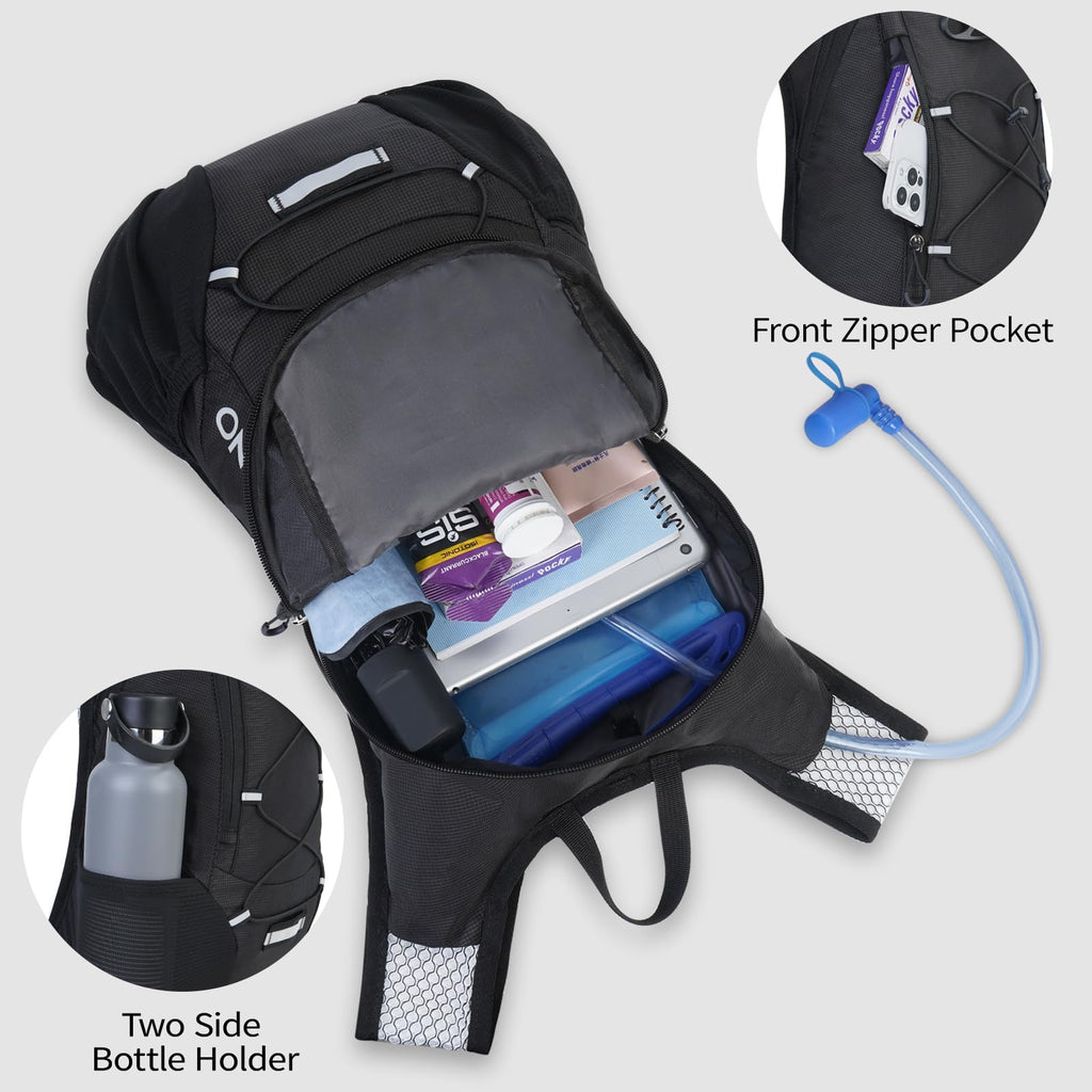 Lightweight Hydration Backpack, Running Backpack with 2L Water Bladder, Hydro Water Daypack for Cycling Hiking Rave for Men Women