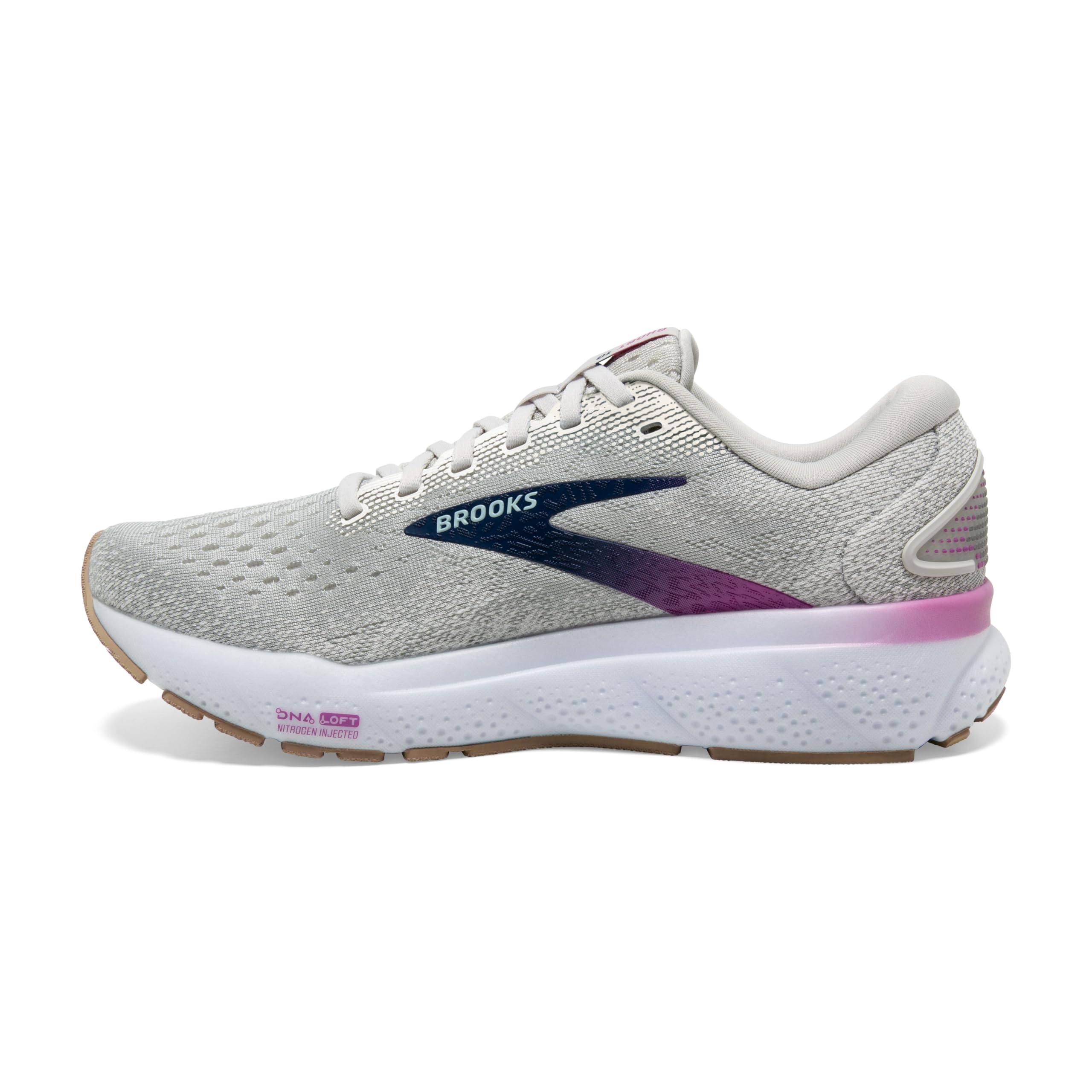 Brooks Women’s Ghost 16 Neutral Running Shoe - White/Grey/Estate Blue - 9 Medium