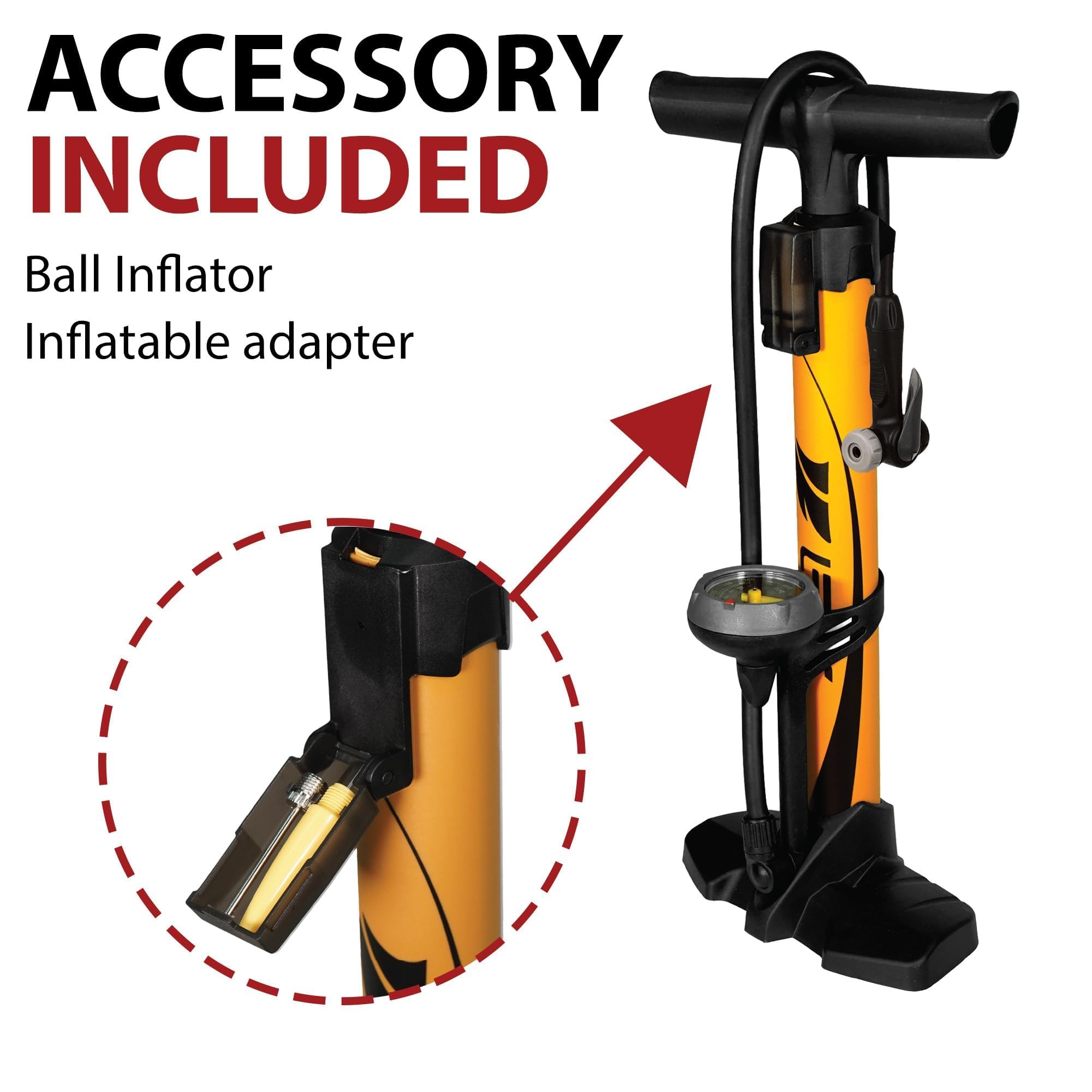 BV Bike Pump out of durable Steel - Bicycle pump 160 PSI high Pressure, Bike Tire Pump 17/24 inch Smart Valve Head, Schrader bike pump with gauge, Automatically Reversible Presta & Schrader, ball pump