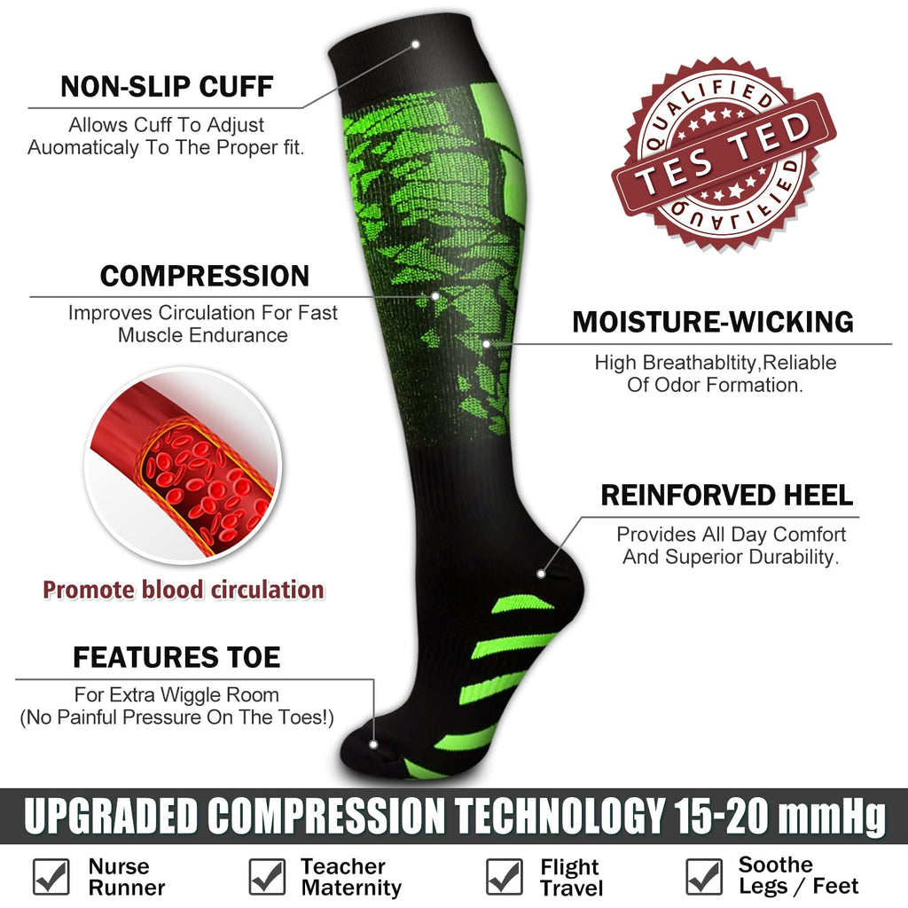 Bluemaple 6 Pack Copper Compression Socks for Women and Men Circulation-Best Support for Medical, Running,Nursing,Athletic