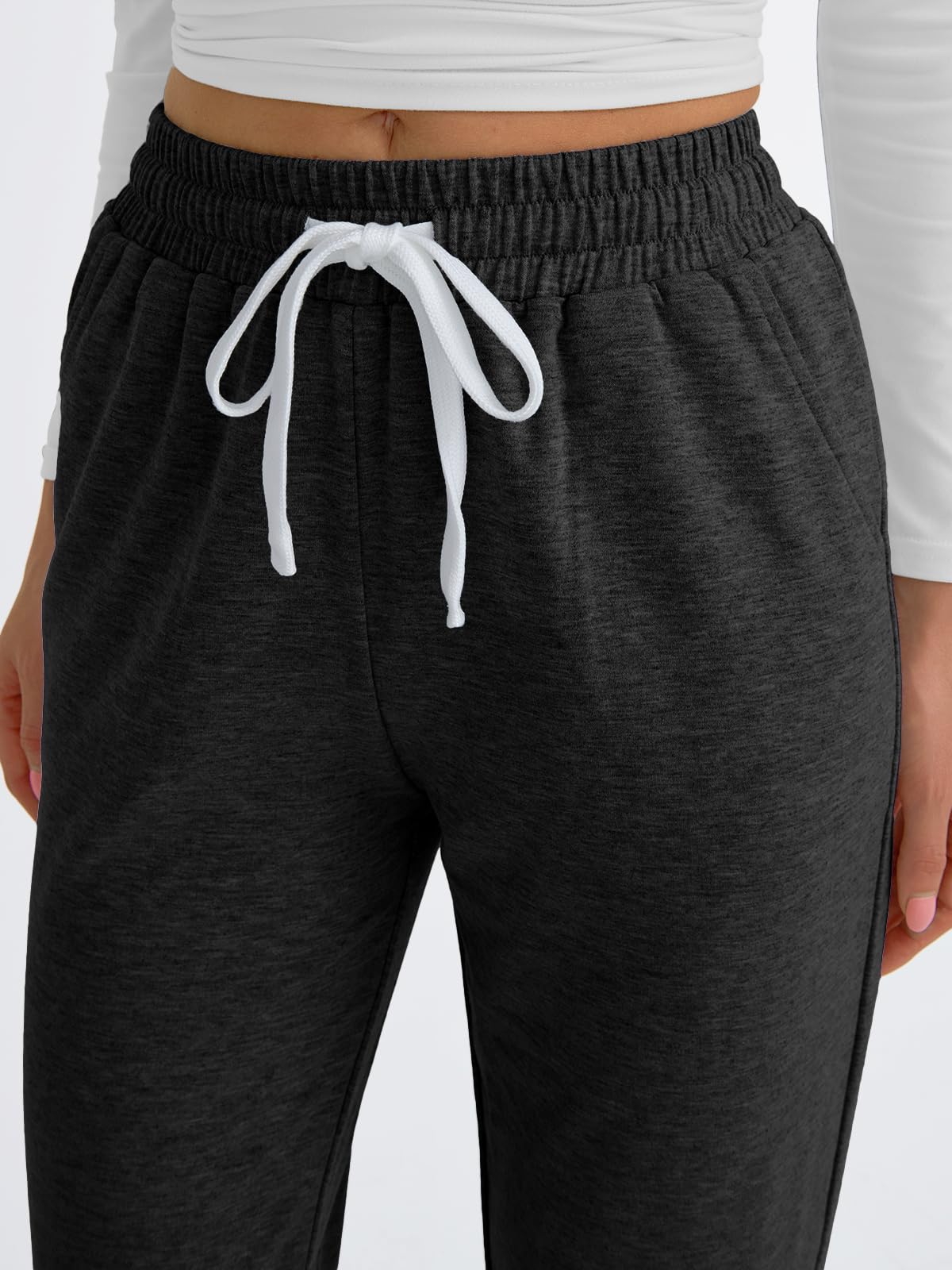 AUTOMET Sweatpants Women with Pockets Lounge Pajama Pants Work Joggers Fall Clothes Winter Business Casual Outfits 2025 Black L