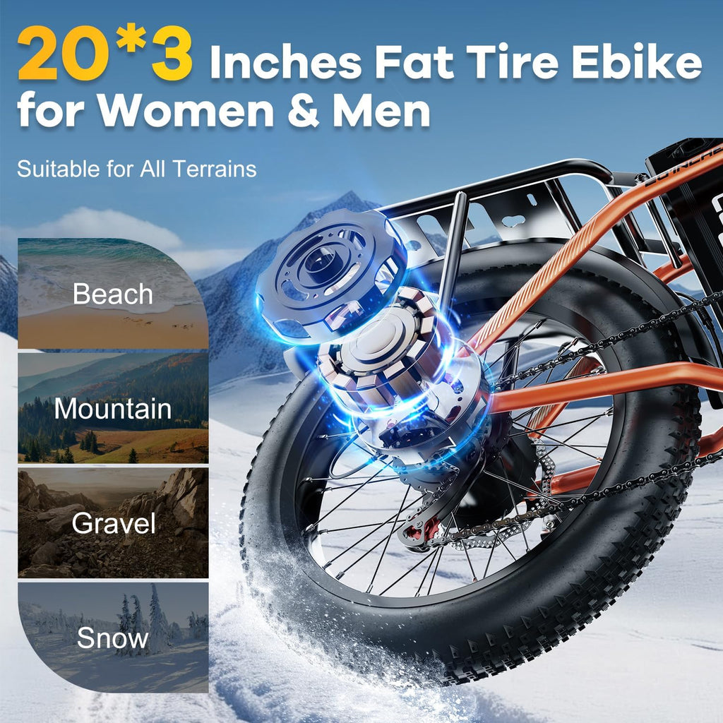 1000W Folding Electric Bike, 48V 20.8AH Large Removable Battery E-Bike, 30+MPH, 80 Miles Max Range, 20" Fat Tire Electric Bike for Adults, Adult Electric Bicycles Commute E-Bikes For Women/Men