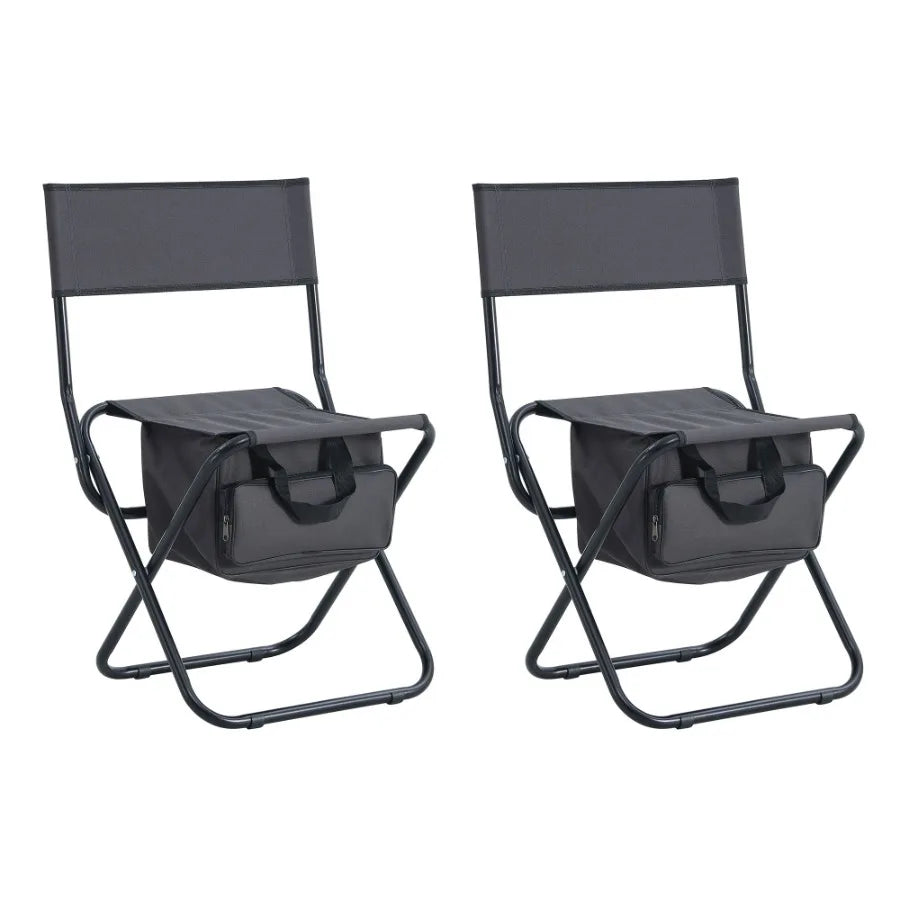 2piece Folding Outdoor Chair with Storage Bag Portable Chair for indoor Outdoor Camping Picnics and Fishing Grey