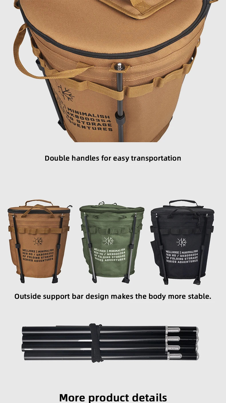 WELLHIKE Portable Collapsible Outdoor Camping Ice Bucket Car Carrying Round Bucket Insulation Keep Cold Keep Fresh Bag