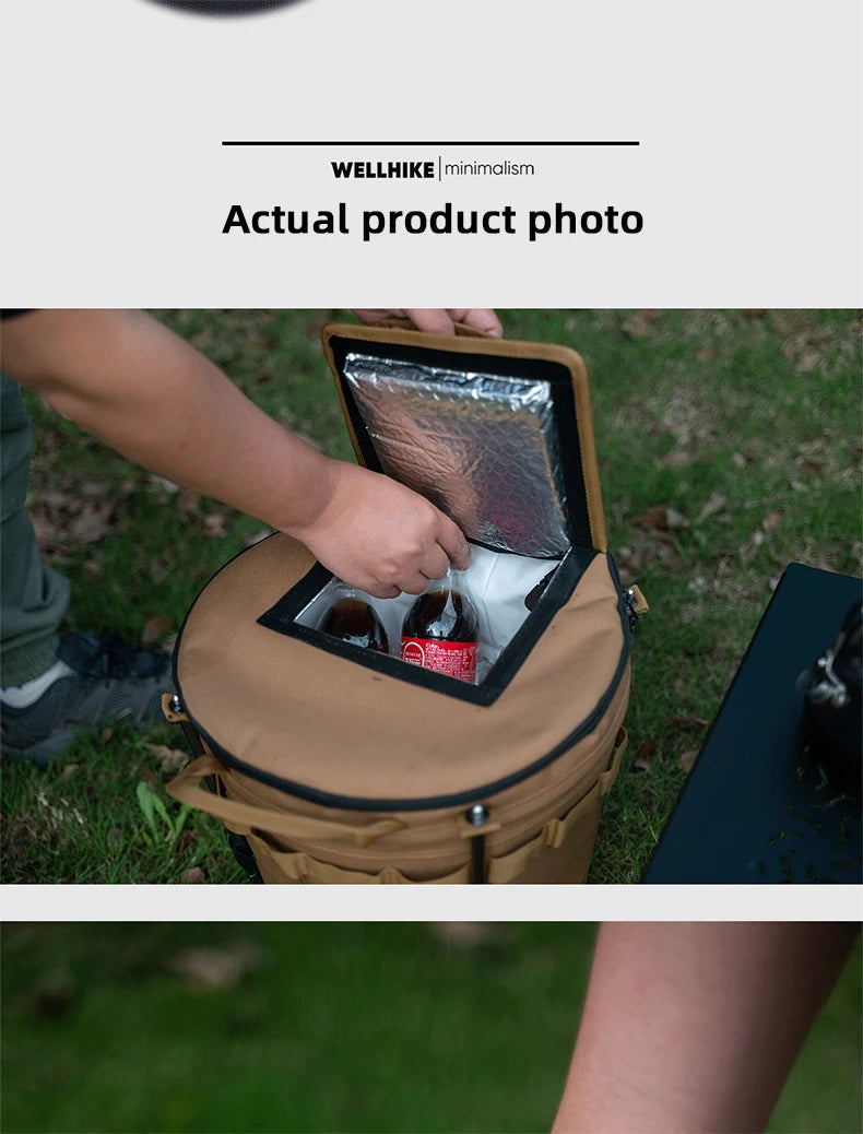 WELLHIKE Portable Collapsible Outdoor Camping Ice Bucket Car Carrying Round Bucket Insulation Keep Cold Keep Fresh Bag