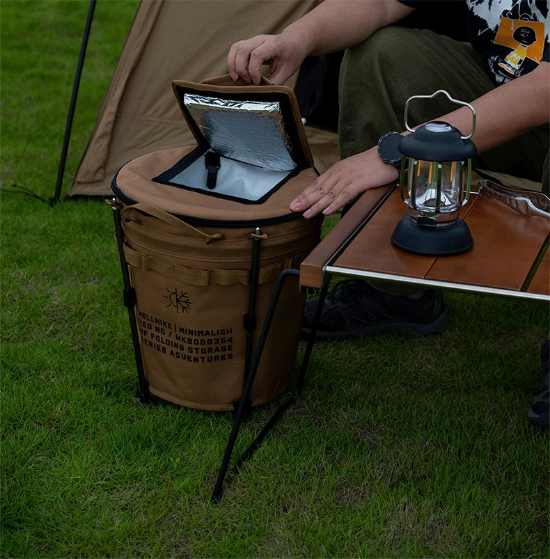 WELLHIKE Portable Collapsible Outdoor Camping Ice Bucket Car Carrying Round Bucket Insulation Keep Cold Keep Fresh Bag