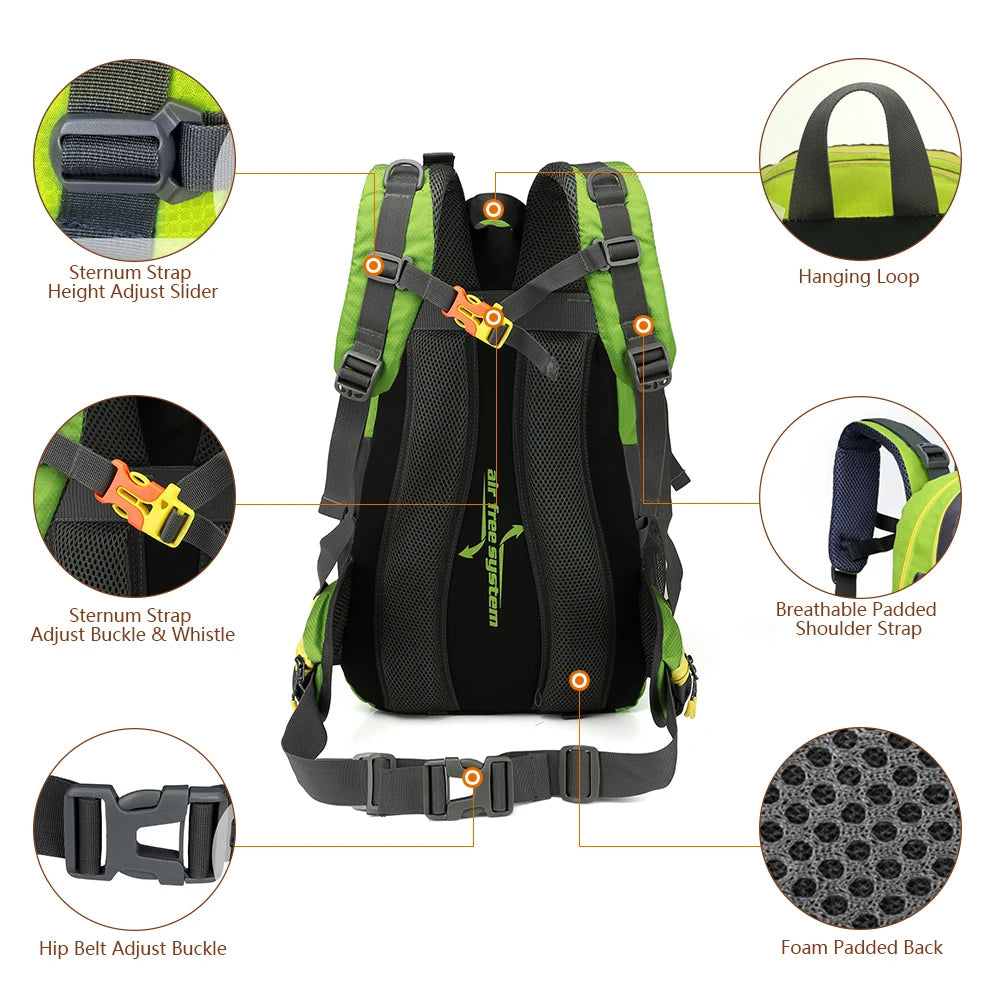 40L Water Resistant Travel Backpack Camp Hike Laptop Daypack Trekking Climb Back Bags For Men Women
