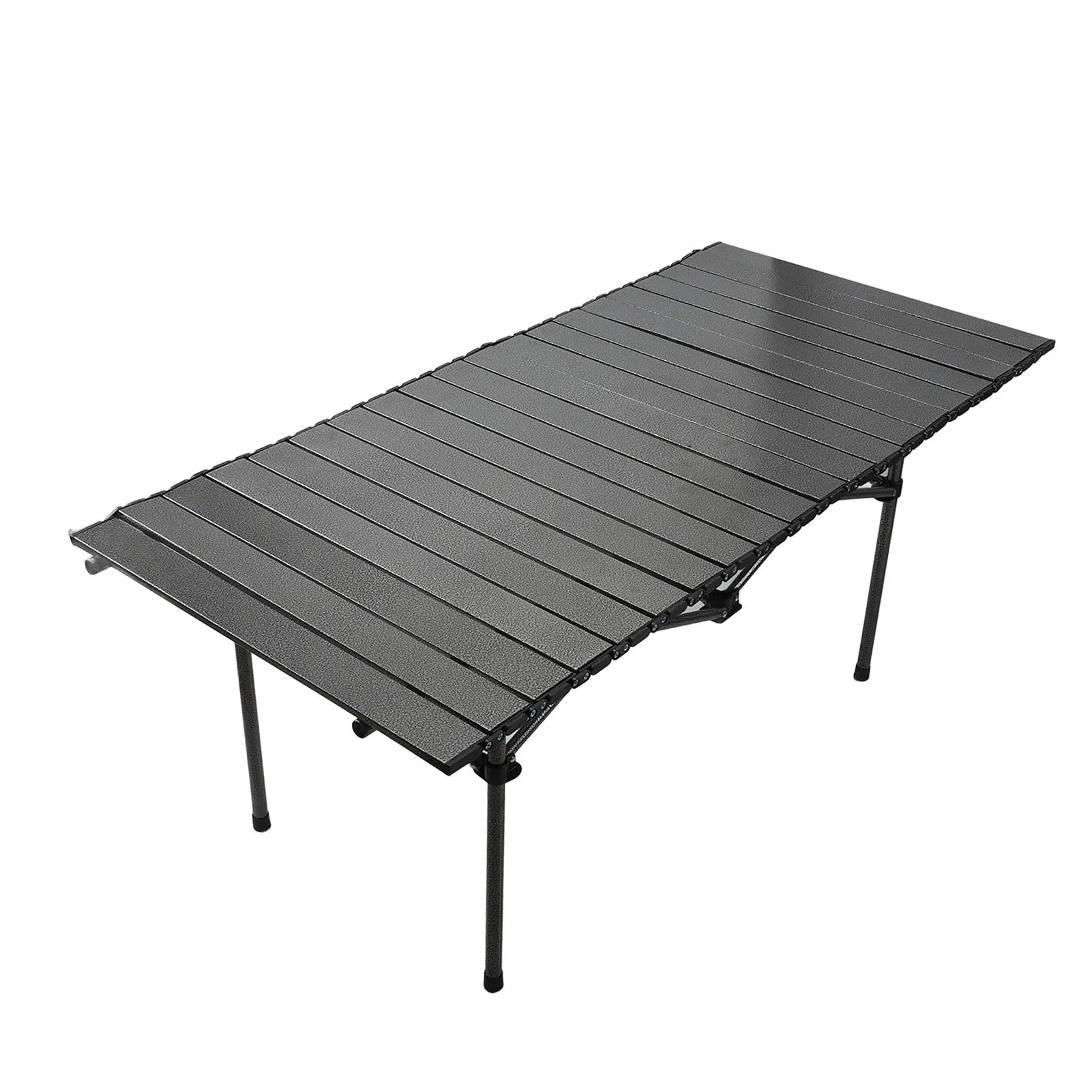 Folding Camping Table Black Spacious Storage Basket 47.24in Carbon Steel Portable Roll Up Outdoor Table for Backyard BBQ Party