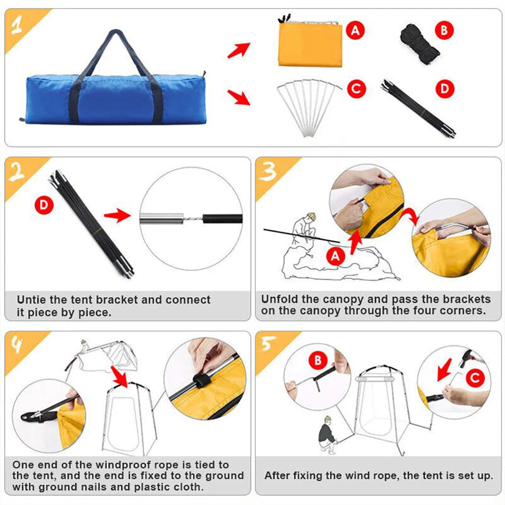 Portable Privacy Shower Tent Outdoor Waterproof Changing Room Shelter for Camping Hiking Beach Toilet Shower Bathroom