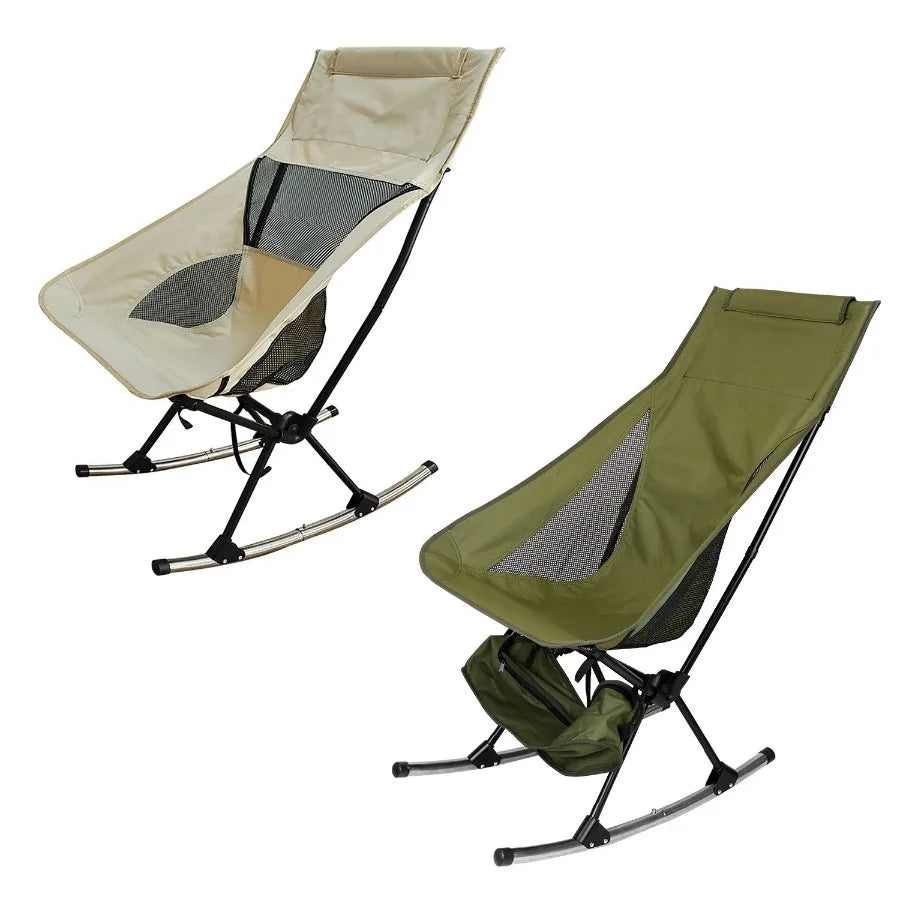 Portable Camping Rocking Chair 198LBS Weight Capacity Included Carry Bag High Back Rocker Chair For Patio Fishing Beach Lawn Tr