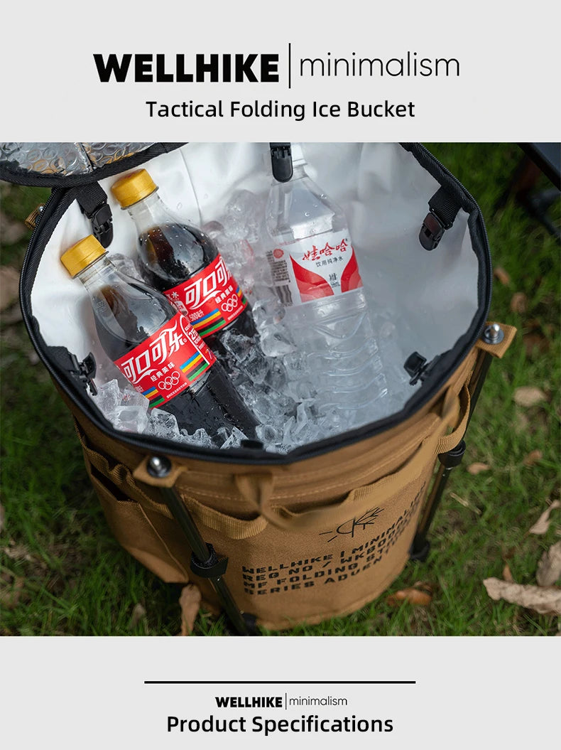 WELLHIKE Portable Collapsible Outdoor Camping Ice Bucket Car Carrying Round Bucket Insulation Keep Cold Keep Fresh Bag