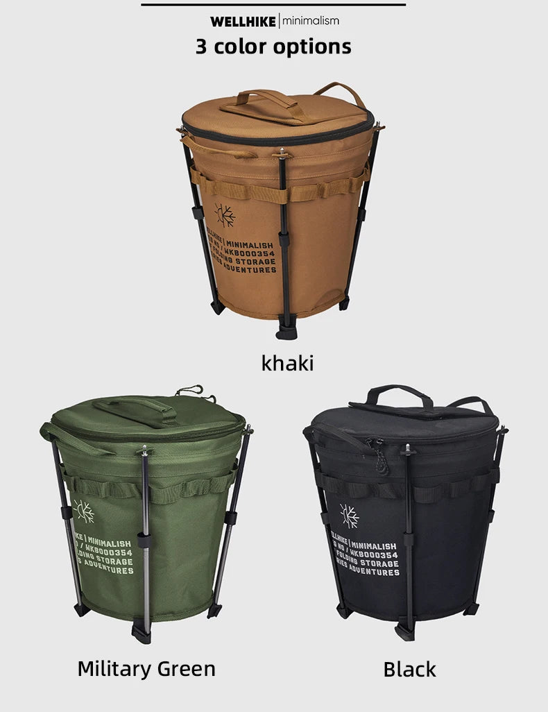 WELLHIKE Portable Collapsible Outdoor Camping Ice Bucket Car Carrying Round Bucket Insulation Keep Cold Keep Fresh Bag