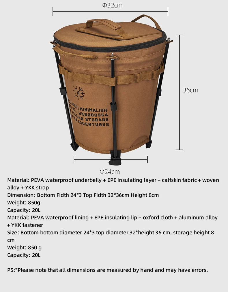 WELLHIKE Portable Collapsible Outdoor Camping Ice Bucket Car Carrying Round Bucket Insulation Keep Cold Keep Fresh Bag