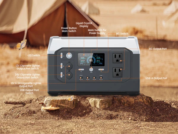 Ctolity XP1000 1024Wh 1600w Portable Power Station for Camping, UPS Function, Lifepo4 Battery, One Hour Fast Full Charing