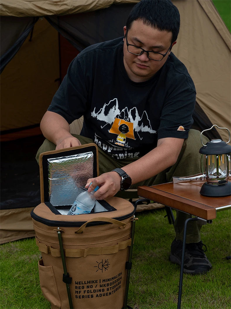 WELLHIKE Portable Collapsible Outdoor Camping Ice Bucket Car Carrying Round Bucket Insulation Keep Cold Keep Fresh Bag