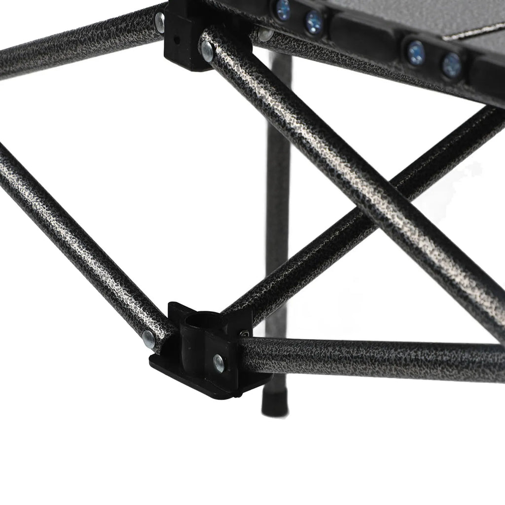 Folding Camping Table Black Spacious Storage Basket 47.24in Carbon Steel Portable Roll Up Outdoor Table for Backyard BBQ Party