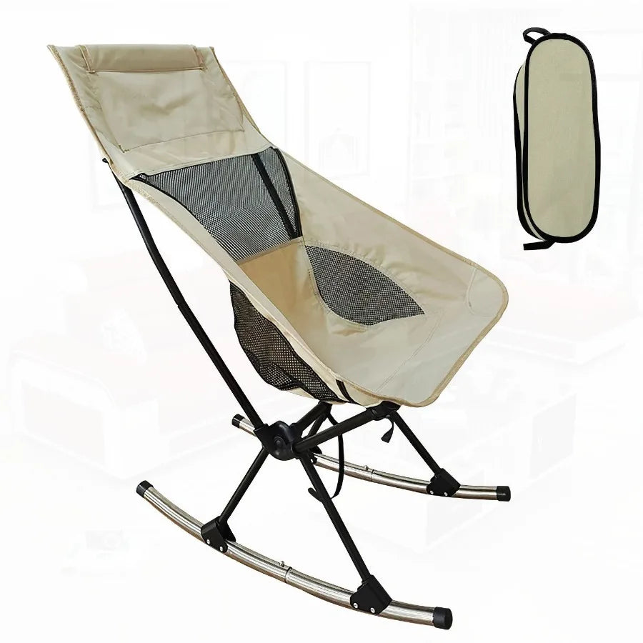 Portable Camping Rocking Chair 198LBS Weight Capacity Included Carry Bag High Back Rocker Chair For Patio Fishing Beach Lawn Tr