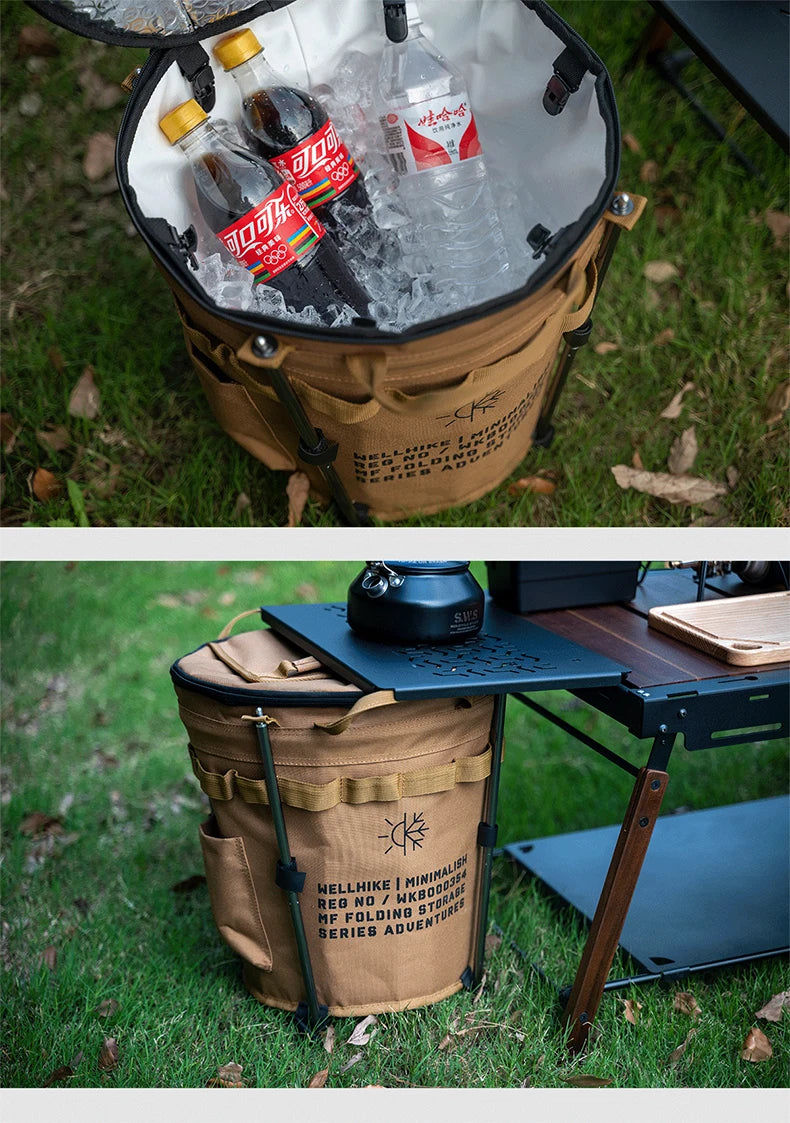 WELLHIKE Portable Collapsible Outdoor Camping Ice Bucket Car Carrying Round Bucket Insulation Keep Cold Keep Fresh Bag