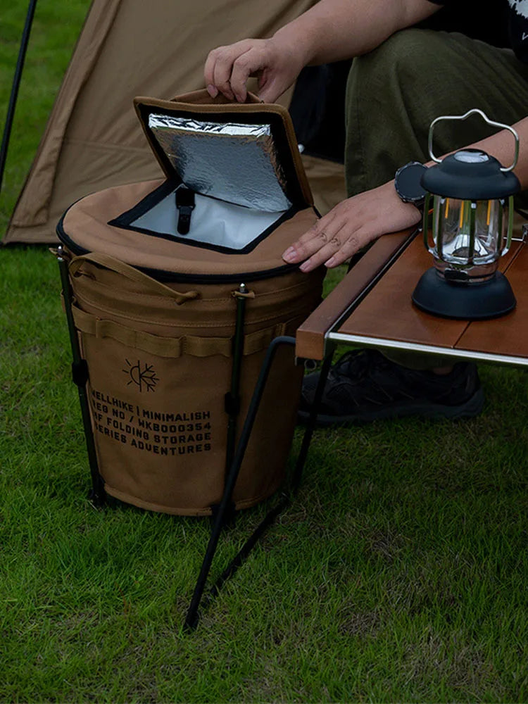 WELLHIKE Portable Collapsible Outdoor Camping Ice Bucket Car Carrying Round Bucket Insulation Keep Cold Keep Fresh Bag