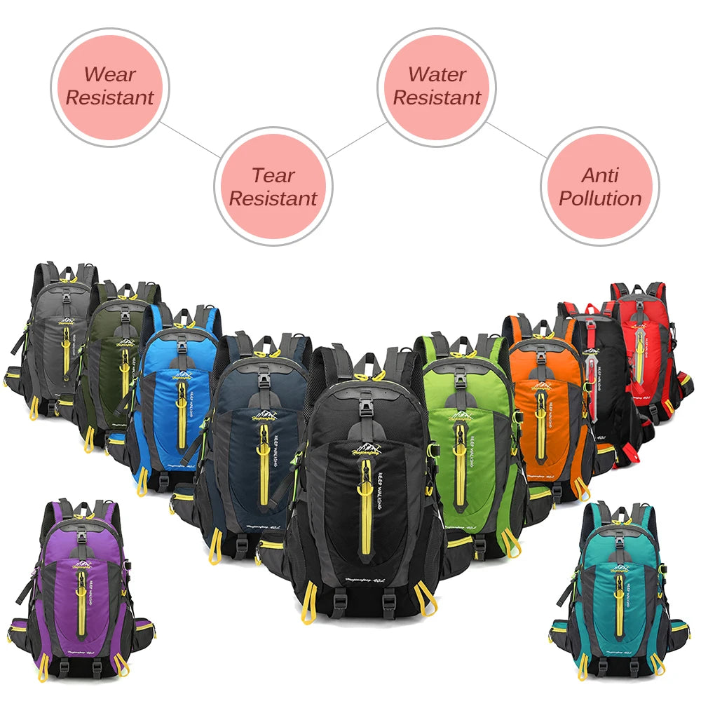 40L Water Resistant Travel Backpack Camp Hike Laptop Daypack Trekking Climb Back Bags For Men Women